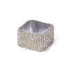 Square Napkin Rings Silver Beaded - Set of 4
