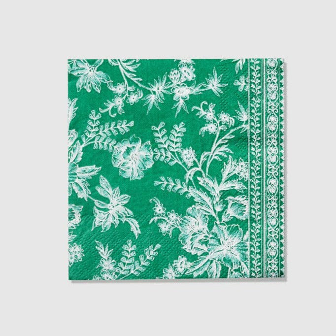Coterie Party Supplies Emerald Toile Cocktail Napkins | Putti Party Supplies 