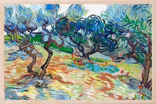 Van Gogh Olive Trees Wood Magnet