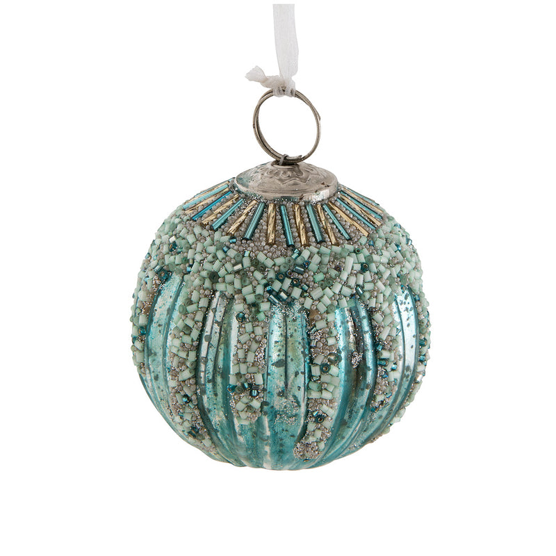 Beaded Ball Christmas Ornament - Turquoise | Putti Christmas 