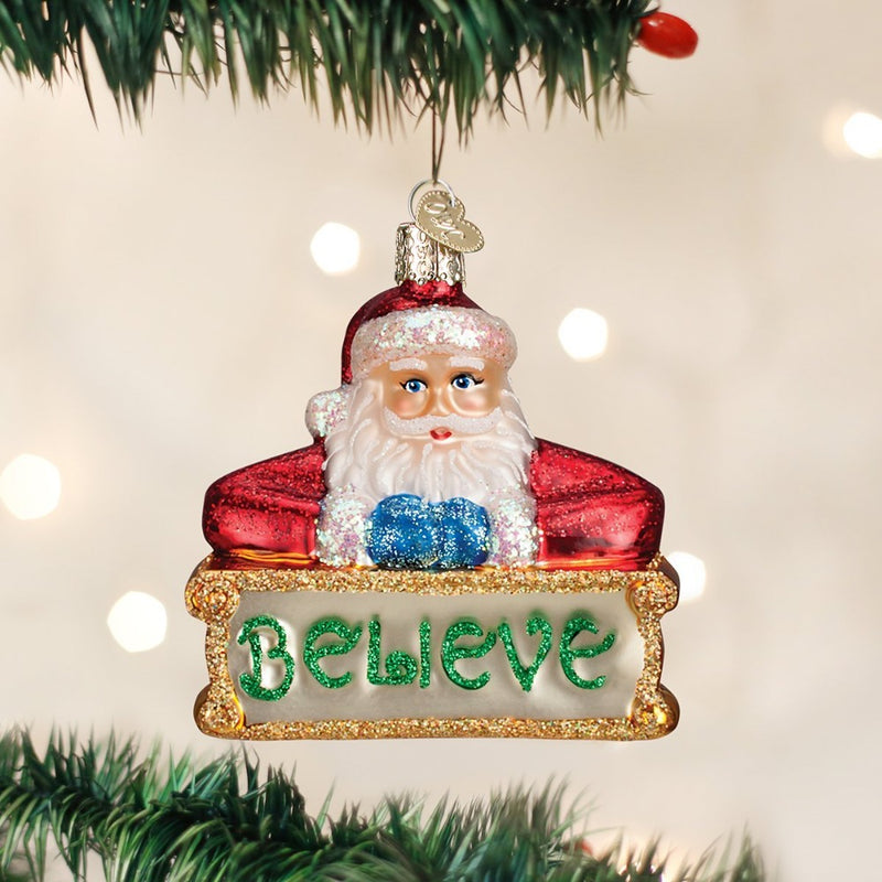 Old World Christmas Believe Santa Glass Christmas Ornament -  Christmas Decorations - Old World Christmas - Putti Fine Furnishings Toronto Canada - 1