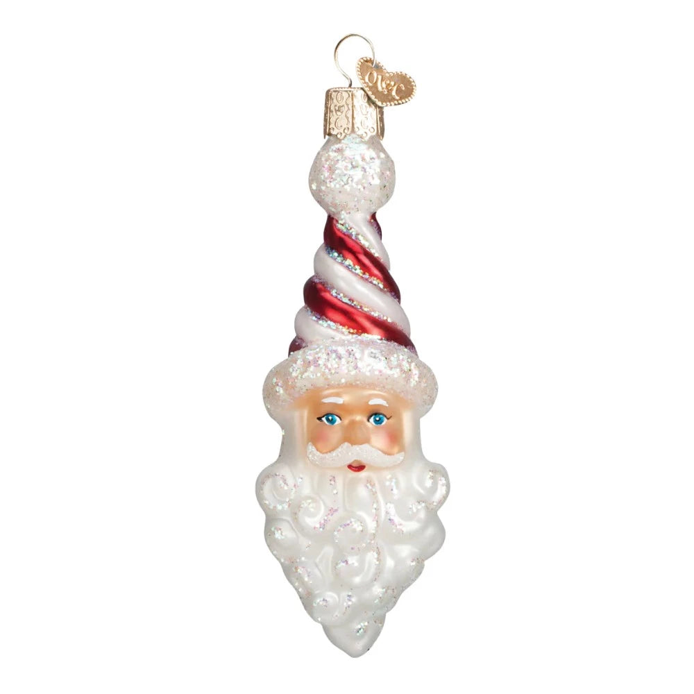 Old World Christmas Peppermint Twist Santa Glass Ornament | Putti Christmas 