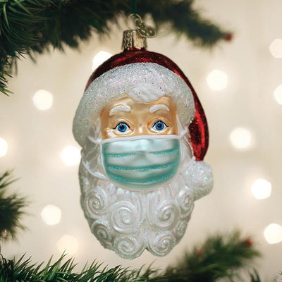 Old World Christmas Santa with Mask Glass Christmas Ornament