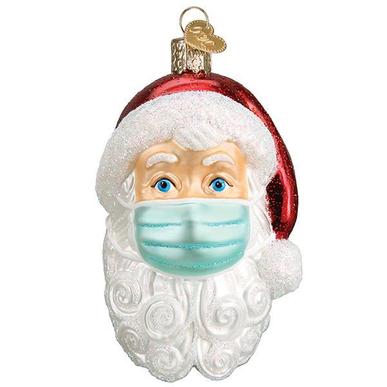 Old World Christmas Santa with Mask Glass Christmas Ornament