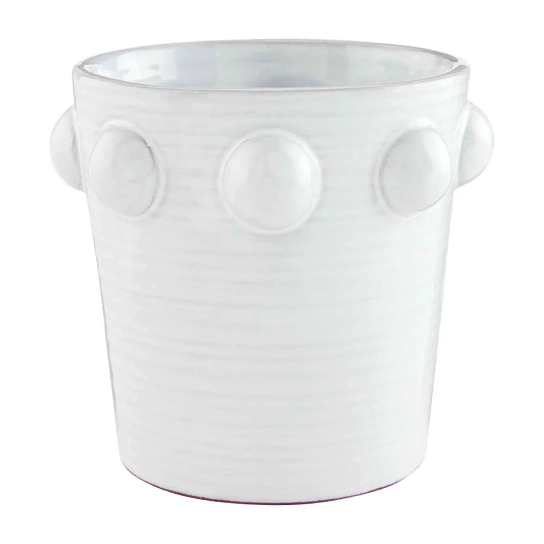 White Top Row Beaded Pot