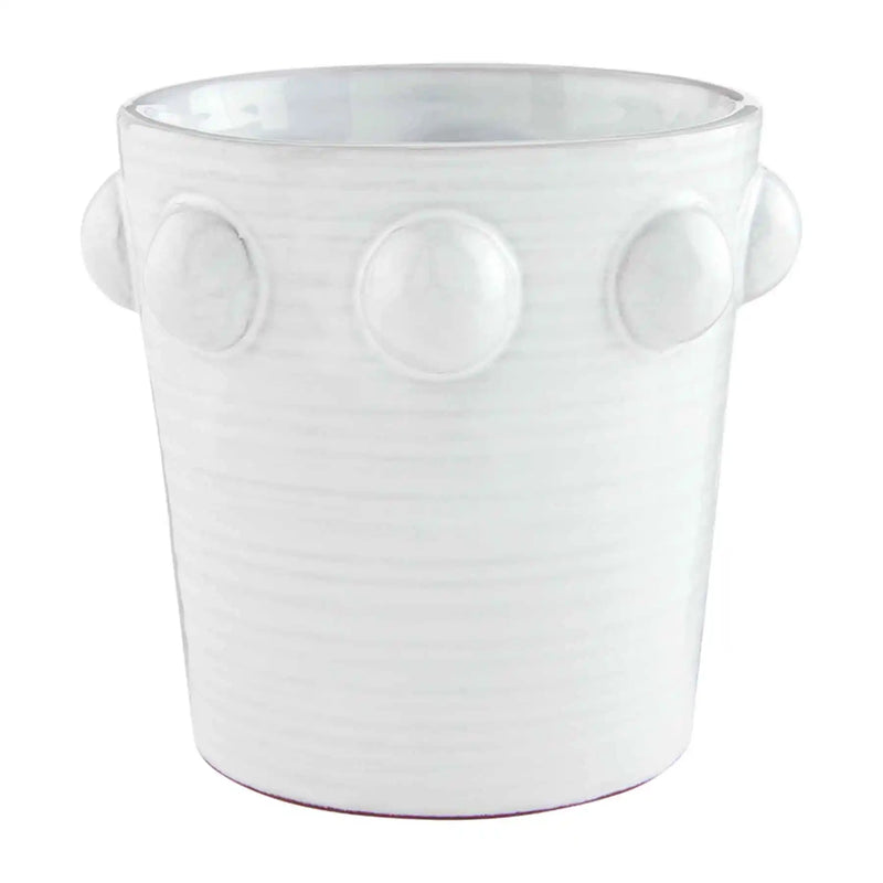 White Top Row Beaded Pot