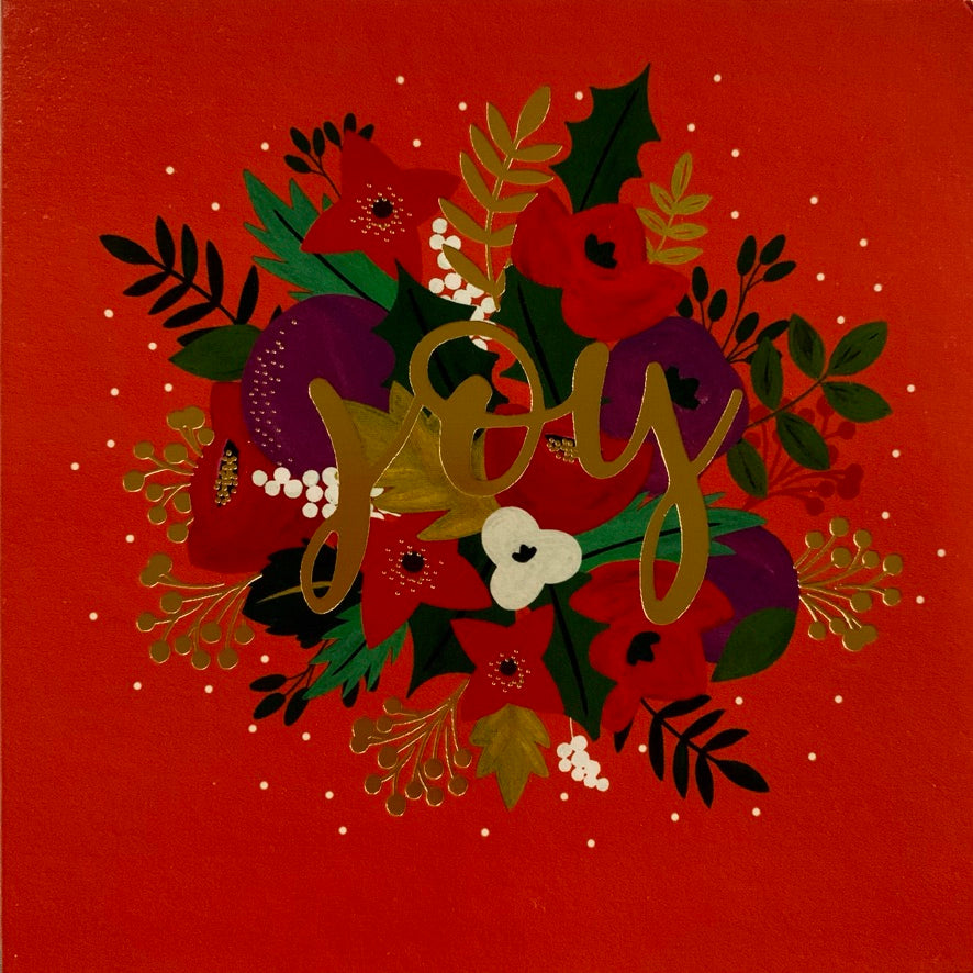 "Joy" Christmas Floral Greeting Card