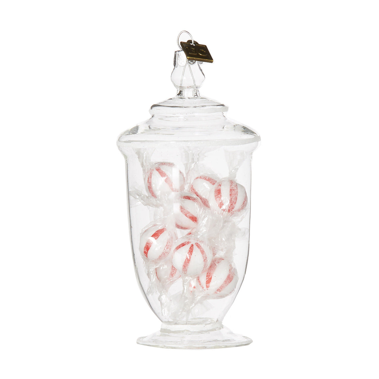 Raz Peppermint Round Candy Jar Ornament  | Putti Christmas 