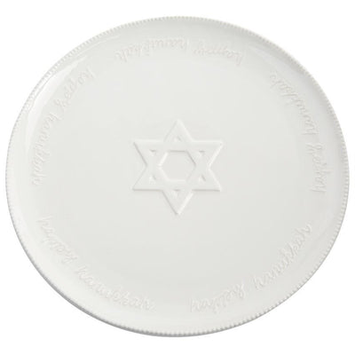 Hanukkah Round White Ceramic Platter | Putti Hanukkah Celebrations