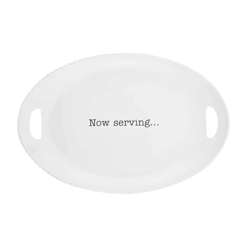Mud Pie "Now Serving" Oval Melamine Platter