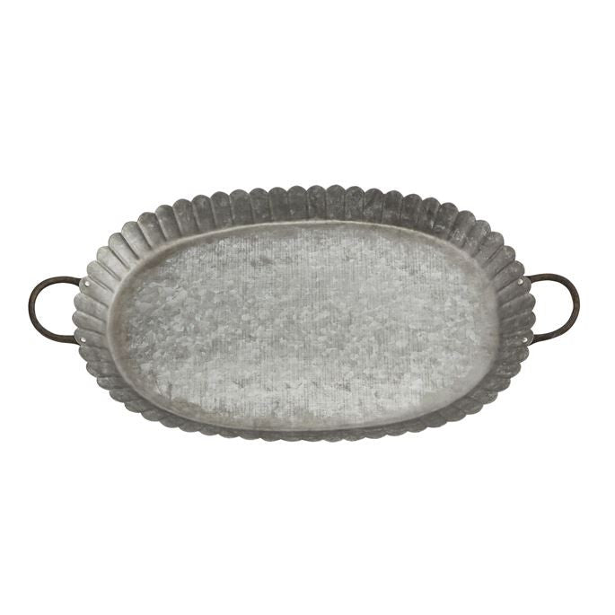  Mud Pie Oval Scalloped Tin Tray, MP-Mud Pie, Putti Fine Furnishings