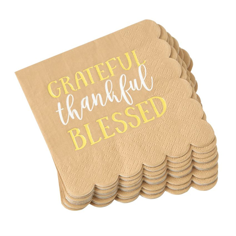"Grateful thankful Blessed" Paper Cocktail Napkins | Putti Thanksgiving 