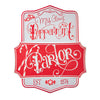"Peppermint Parlor" Embossed Metal Sign