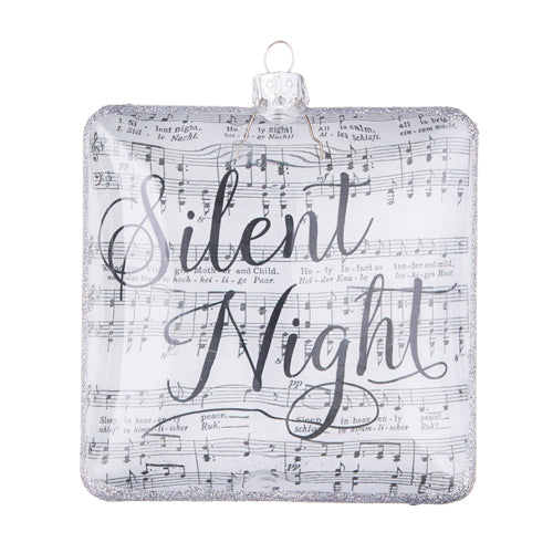 "Silent Night" Sheet Music Glass Christmas Ornament