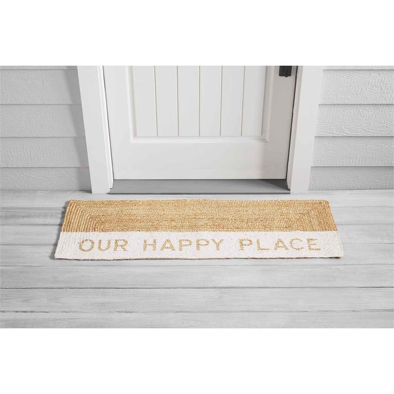 Mud Pie "Our Happy Place" Braided Jute Mat | Putti Fine Furnishings 