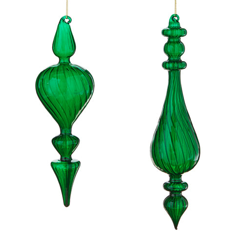 Green Venetian Style Glass Finial Ornament