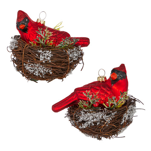 Raz Imports Cardinal in Nest Ornament | Putti Christmas Canada