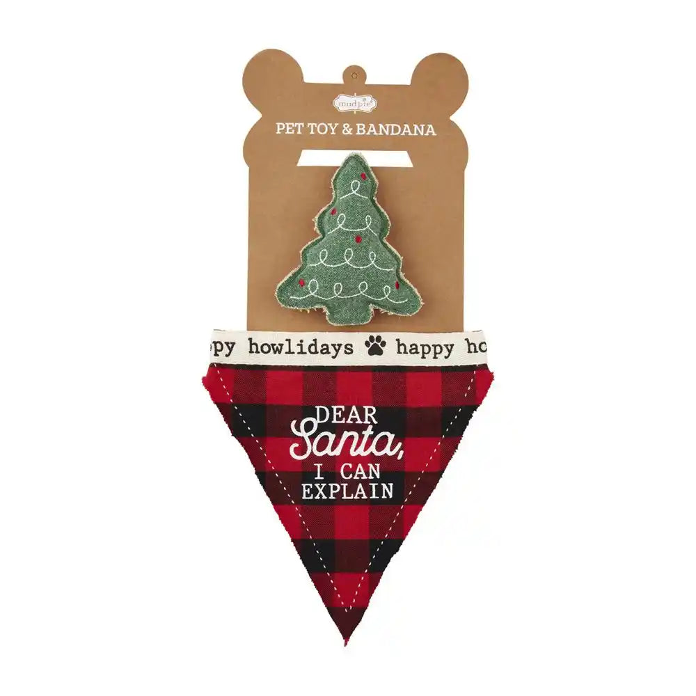 Mud Pie Dog Toy & Bandana Set - Dear Santa | Putti Fine Furnishings 