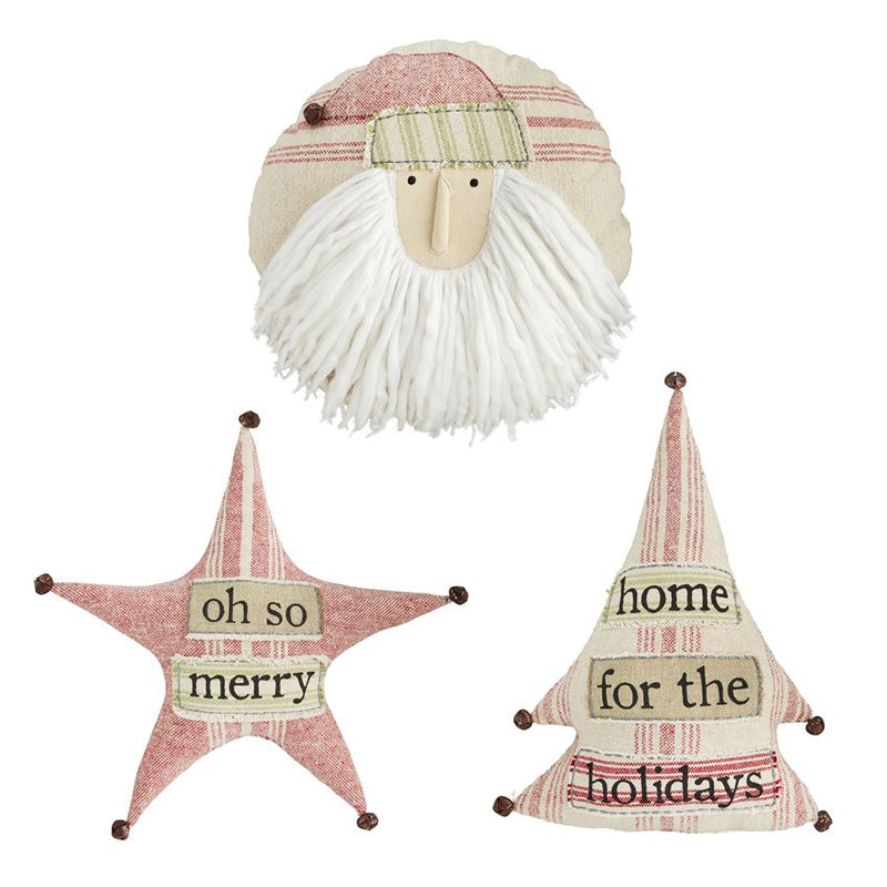 Mud Pie "Home For The Holidays" Tree Shapped Christmas Pillow  | Putti Fine Furnishings 