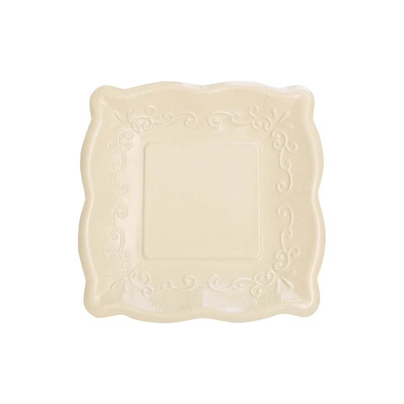  Square Embossed Paper Lunch Plates - Linen, CC-Creative Converting, Putti Fine Furnishings