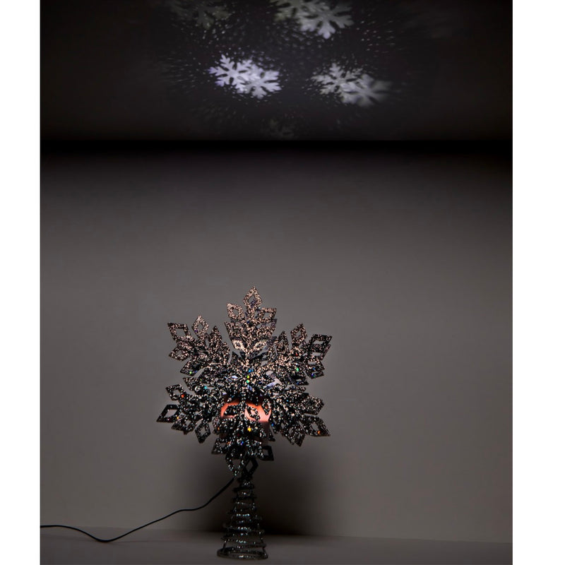 Silver Snowflake Tree Topper with Projector