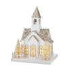 White Lighted Steepled Church