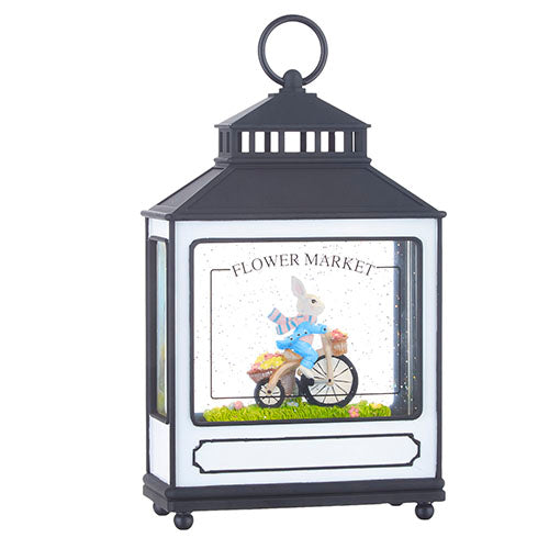 Bunny on Bicycle Lighted Shimmer Lantern