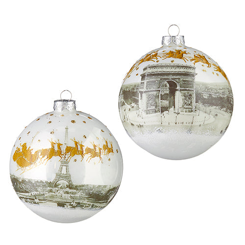 Raz Imports Christmas in Paris Glass Ball Ornament | Putti Christmas 