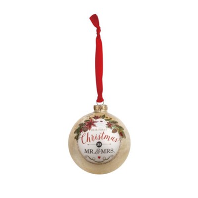 Our First Christmas as "Mr and Mrs" Message Ball Ornament