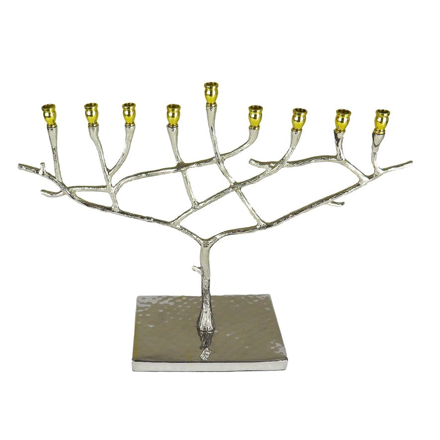 Gold and Nickle Branch Menorah | Putti Hanukkah 