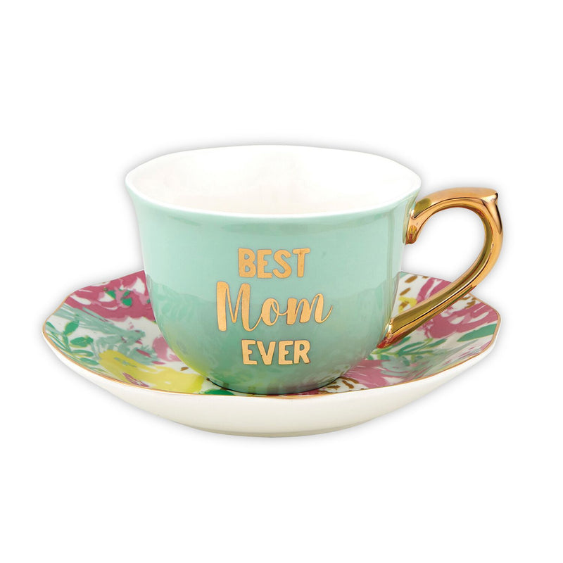 Slant "Best Mom Ever" Floral Tea Cup | Putti Mother's Day Gifts Canada