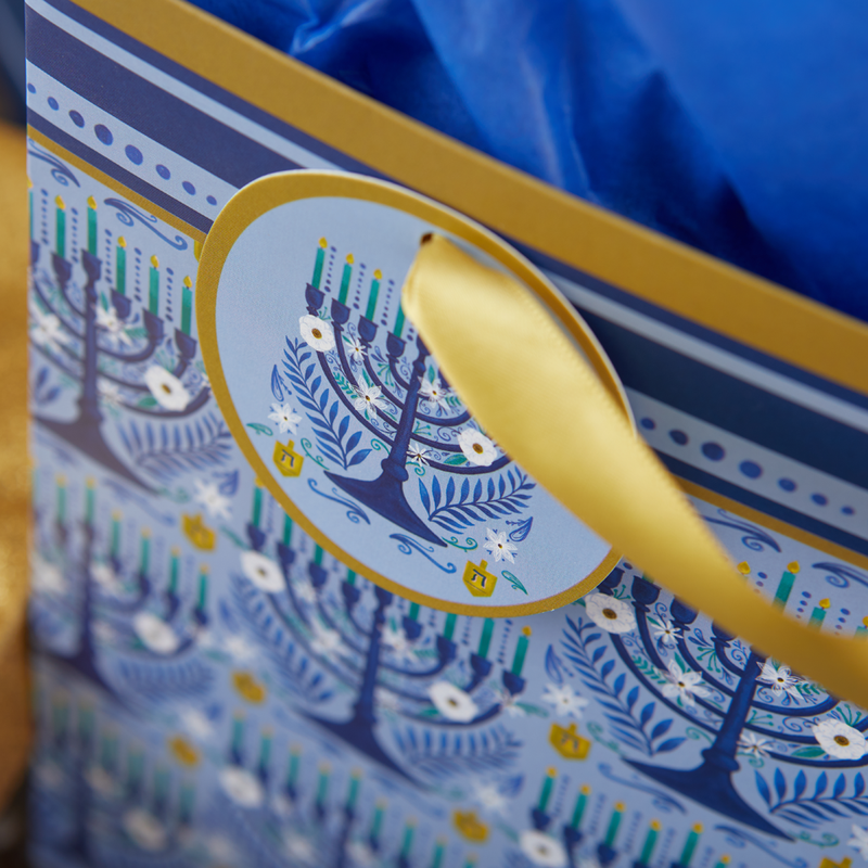 Medium Menorah Lights Christmas Gift Bag | Putti Hanukkah Canada 