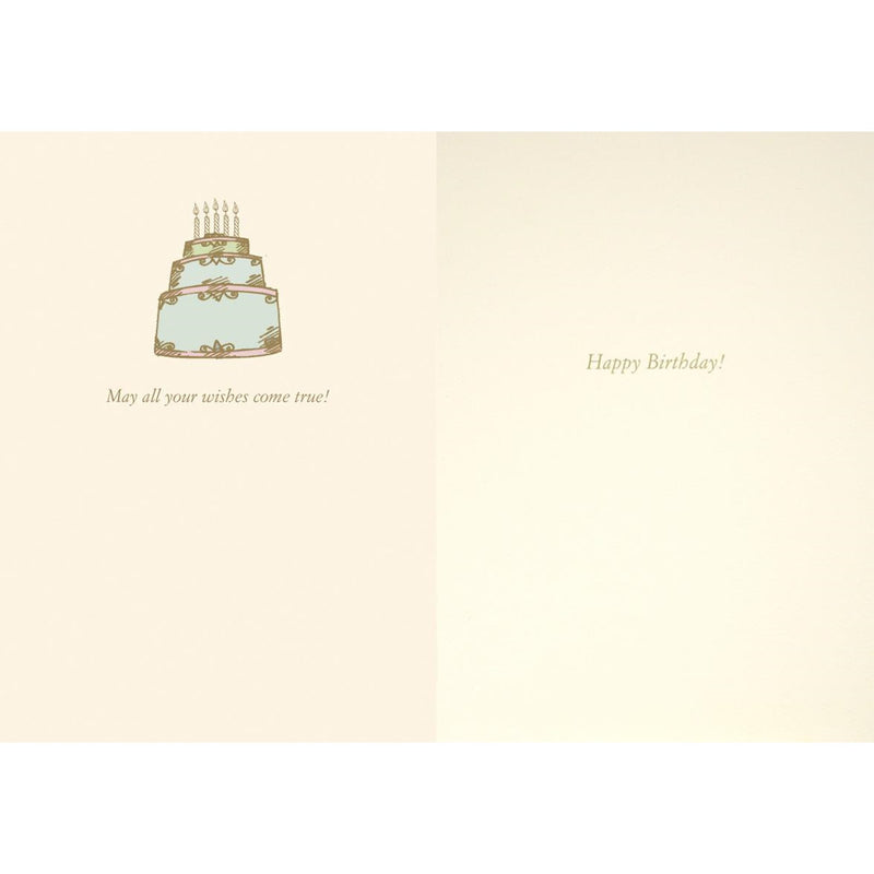  "May all Your Wishes Come True" Birthday Cake Greeting Card, Bella Flor, Putti Fine Furnishings