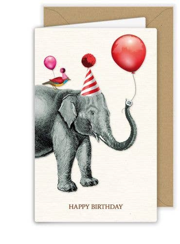 Happy Birthday Elephant with Balloon Greeting Card