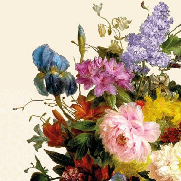 Still Life Bouquet Cream Paper Napkin - Cocktail | Putti Fine Furnishings 