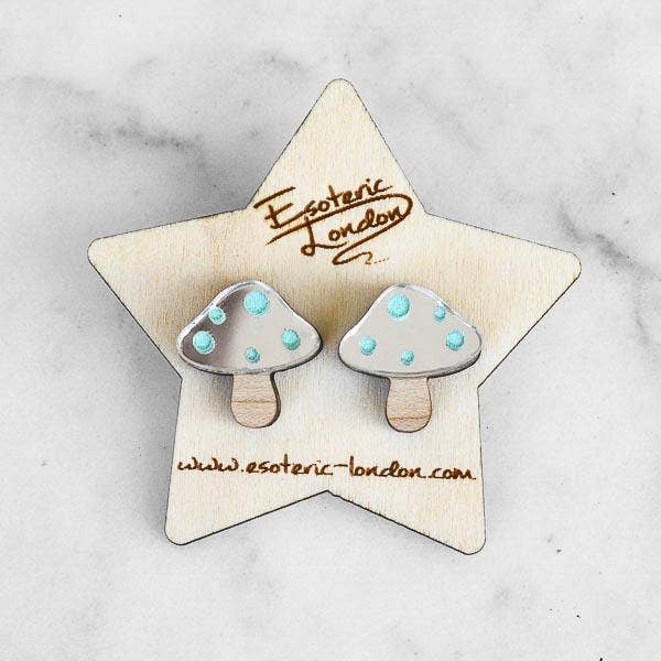 Esoteric London Jewellery - Toadstool Stud Earrings - Silver | Putti Fine Fashions 