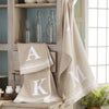 Monogrammed Grain Sack Tea Towel - Initial J, MP-Mud Pie, Putti Fine Furnishings