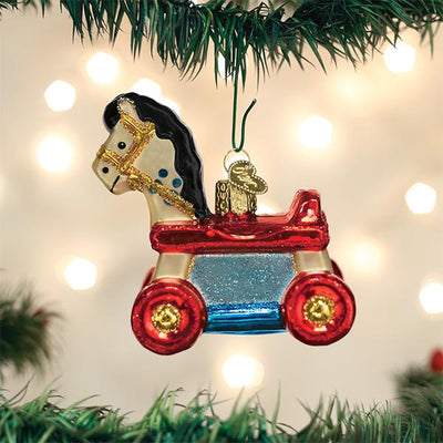 Old World Christmas Rolling Horse Toy Glass Ornament | Putti Christmas