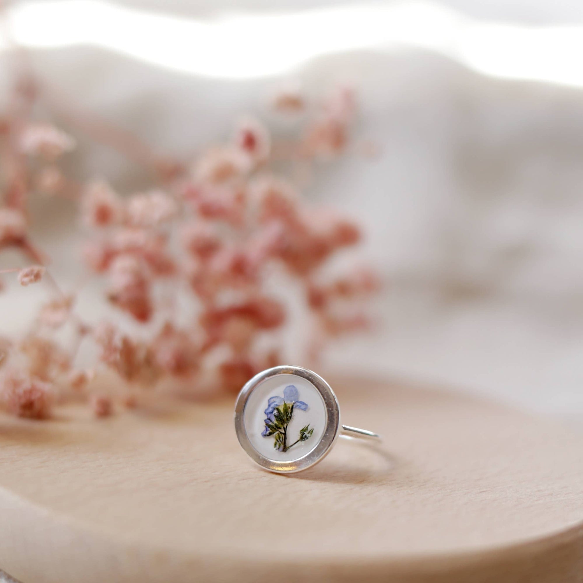 Nordic Flowers - Forget Me Not Sterling Silver Adjustable Ring