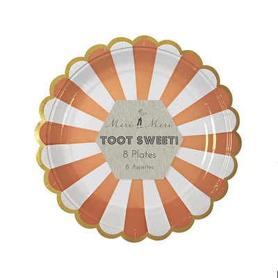 "Toot Sweet" Orange and White Striped - Small Paper Plates -  Party Supplies - Meri Meri UK - Putti Fine Furnishings Toronto Canada - 1