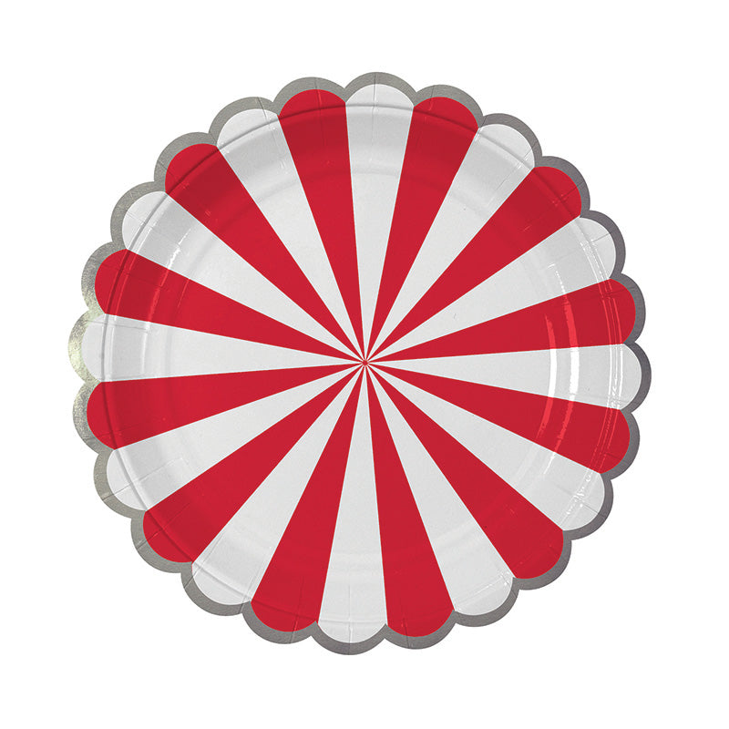  Meri Meri Red and White Striped - Small Paper Plates, MM-Meri Meri UK, Putti Fine Furnishings