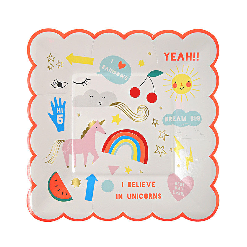 "I Believe in Unicorns" Paper Plates -Small -  Party Supplies - Meri Meri UK - Putti Fine Furnishings Toronto Canada - 1