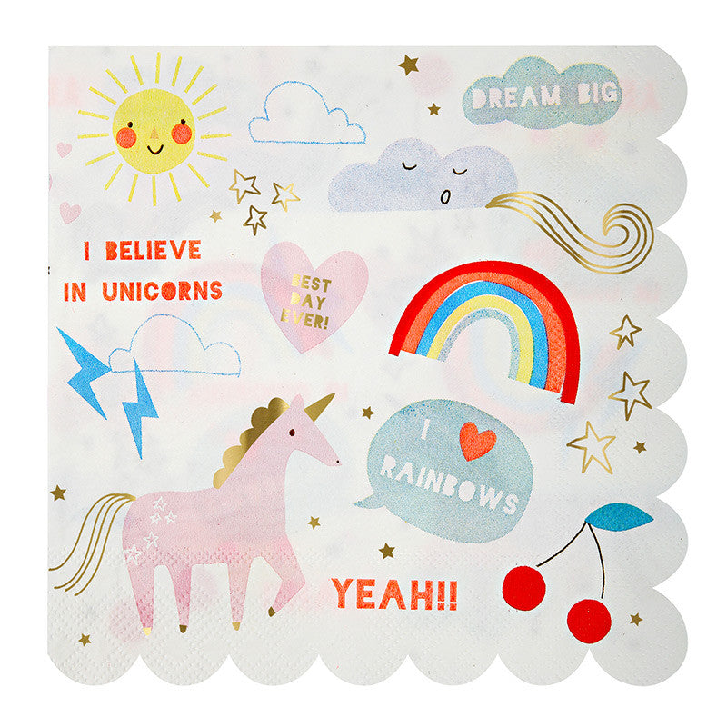"I Believe in Unicorns" Large Paper Napkins -  Party Supplies - Meri Meri UK - Putti Fine Furnishings Toronto Canada - 1