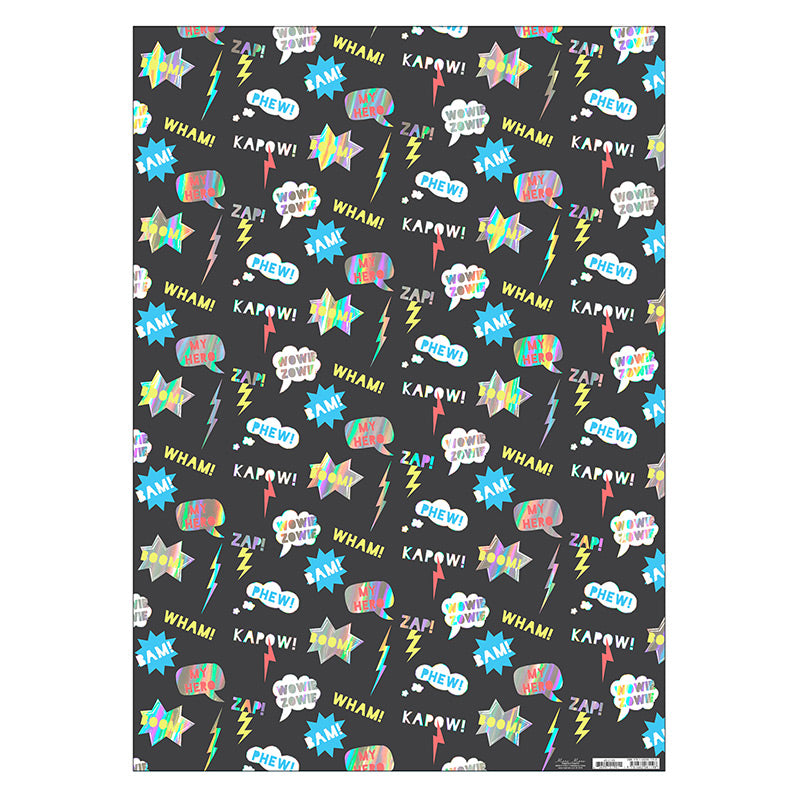  Superhero "Wham Zap" Wrapping Paper, MM-Meri Meri UK, Putti Fine Furnishings