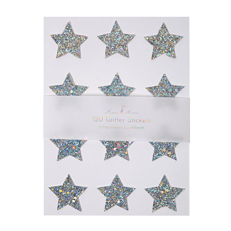 Meri Meri Chunky Glitter Star Stickers - Holographic Silver-Party Supplies-MM-Meri Meri UK-Putti Fine Furnishings