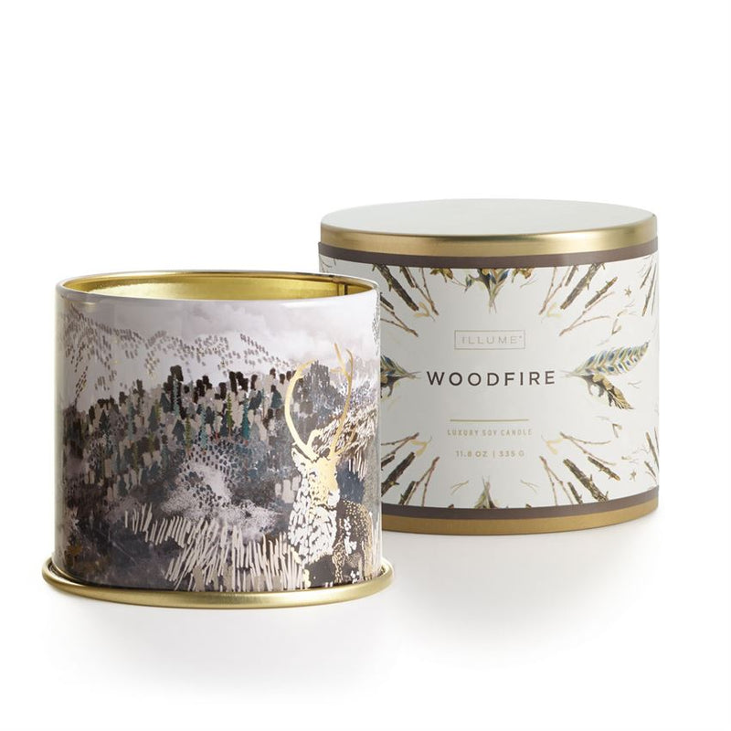 Illume Woodfire Large Tin Candle - Putti Fine Furnishings Canada