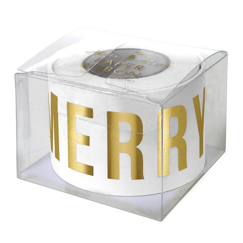 Gold Merry Christmas Paper Roll -  Party Supplies - Meri Meri UK - Putti Fine Furnishings Toronto Canada