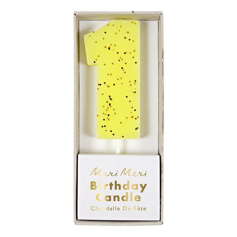 Meri Meri Yellow Number 1 Candle -  Party Supplies - Meri Meri UK - Putti Fine Furnishings Toronto Canada - 1