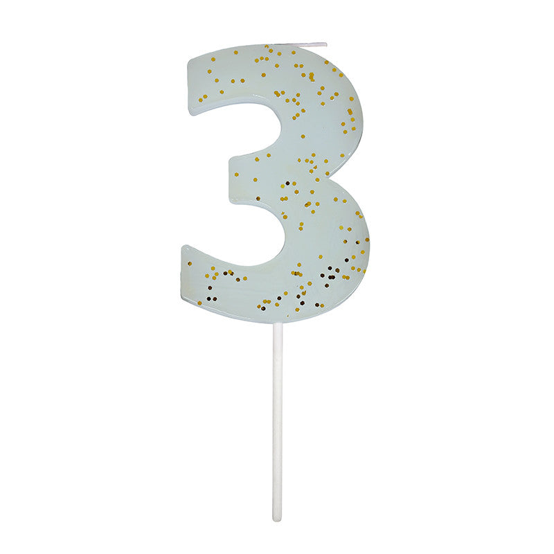 Meri Meri Blue Number 3 Candle -  Party Supplies - Meri Meri UK - Putti Fine Furnishings Toronto Canada - 1