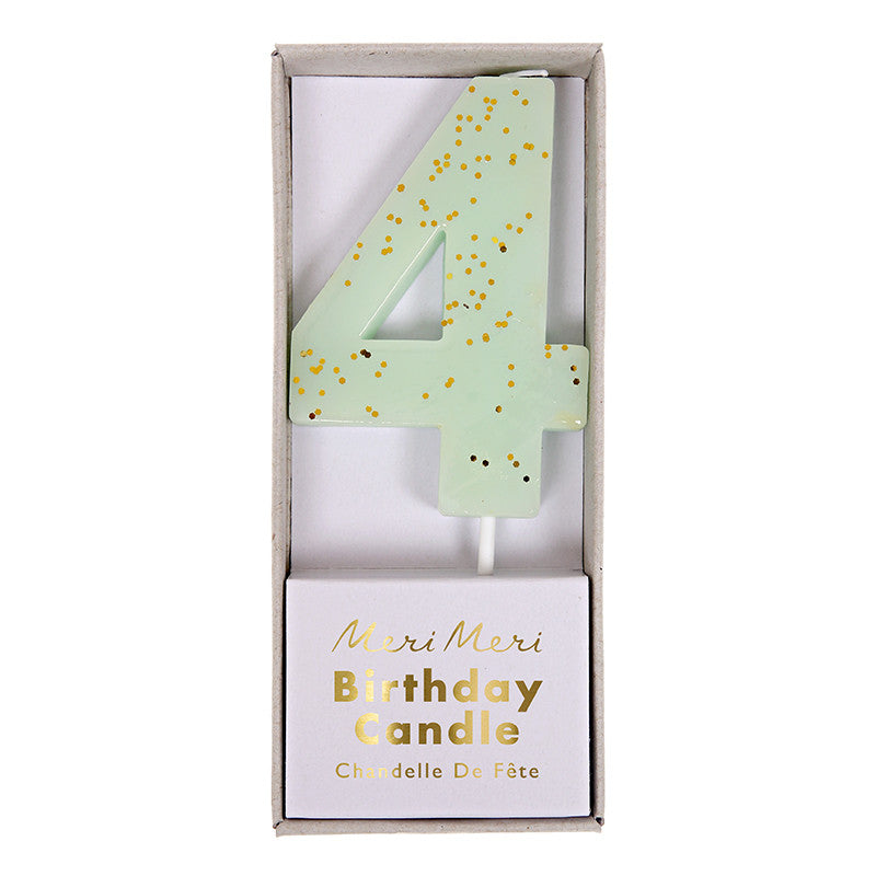 Meri Meri Mint Number 4 Candle -  Party Supplies - Meri Meri UK - Putti Fine Furnishings Toronto Canada - 1